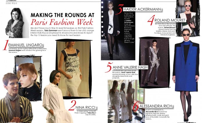 My Paris Fashion Week highlights in this month's Sayidaty Magazine.